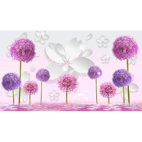 Papier peint panoramique - Fleurs 3D - 130 cm x 74 cm (1/2)