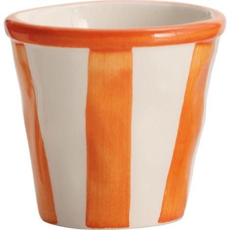 Zafferano Set 6 Bicchierini Righe Collezione Lido in Ceramica Artigianale Arancione, Realizzati a Mano a Civita Castellana, Design Irregolare
