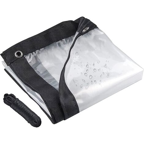 1 Lona transparente, polietileno, 2x1 m, impermeable, acero inoxidable, jardín, balcón (1/5)