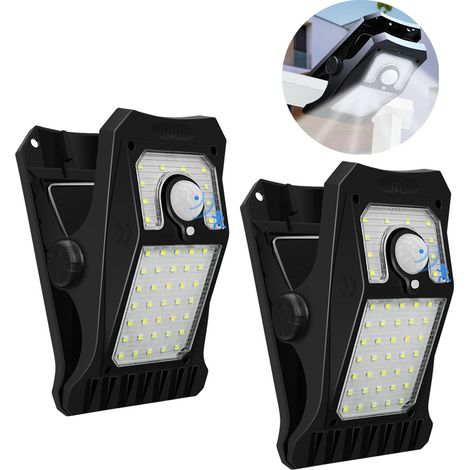 lumière solaire extérieure PIR capteur de mouvement applique murale étanche pour jardin cour blanche 2 pièces 45led (1/5)