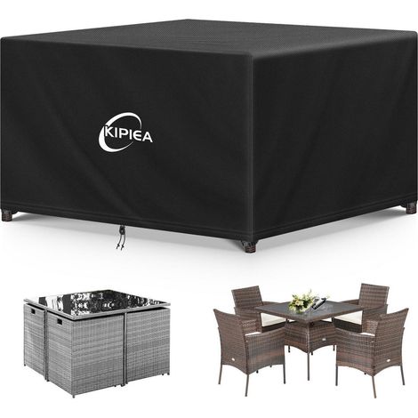 Housse de protection imperméable pour mobilier de jardin 420D Oxford, résistante au vent et aux UV, 115x115x71cm (1/5)