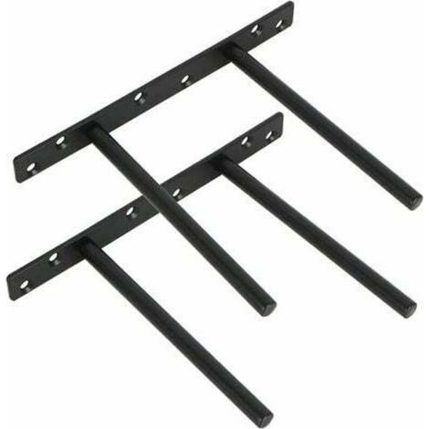 Set of 2 invisible supports for floating shelf Black stainless steel Wall installation Dimensions 200x150mm 12 plugs and screws included (1/3)
