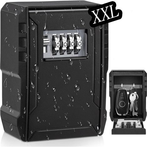 Caja fuerte exterior impermeable para montaje en pared con cerradura de combinación de 4 dígitos para llaves (modelo grande) (1/5)