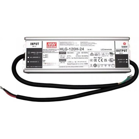 MW MEAN WELL HLG-120H-24 Alimentatore Led Driver CC CV 120W 24V 5A IP67 Input 220V 110V