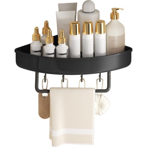 Estante de Ducha Esquinero Adhesivo sin Taladro en ABS, Organizador con Ganchos para Baño – Ideal para Ahorrar Espacio y Mantener el Orden (1/5)