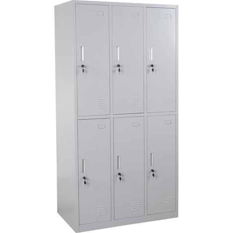 Schließfach Preston T829, Schließfachschrank Wertfachschrank Spind, Metall 6 Fächer grau (1/5)