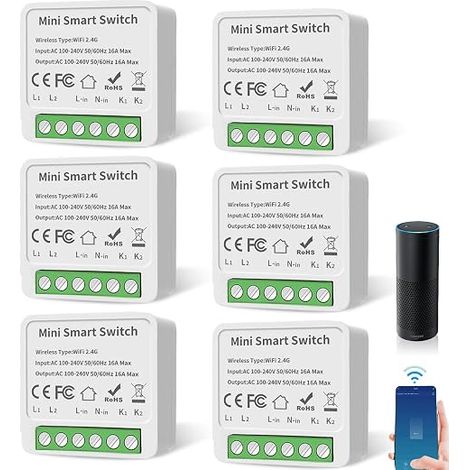 Module intelligent - Mini interrupteur Wi-Fi 2 voies - Interrupteur Smart Life - Conducteur neutre nécessaire (1/5)