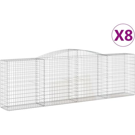 Paniers à gabions arqués 8 pcs  Mur en gabion 400x50x120/140 cm Fer galvanisé