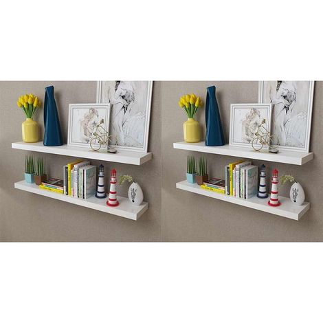 Lot de 4 Étagères murales Étagère de Rangement - Meuble de rangement Blanc 100 cm BV278529 - BonneVie (1/4)