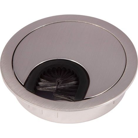 Kabeldurchführung – Metall – Edelstahloptik – Kabelmanagement für Schreibtische – 68-mm-Bohrloch – mit Staubdichtung – Silber – 7,6 x 1,5 cm (1/4)
