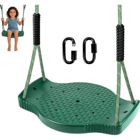 Swing Seat Adult Swing Seat with 2m Adjustable Rope and 2 Carabiners, Strong Non-Slip Tray, Indoor Outdoor Garden Use, 90kg Load, Green (1/5)