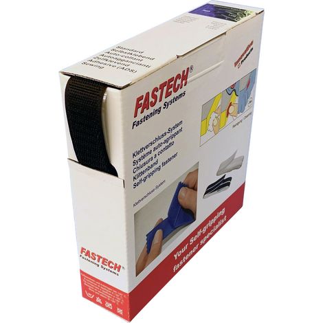 FASTECH® B25-SKL01999910 Klettband zum Aufkleben Hotmelt Haftteil (L x B) 10 m x 25 mm Schwarz 10 m