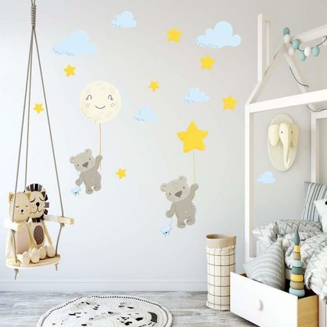 Autocollants muraux créatifs pour enfants, autocollants muraux pour chambre d'enfant, aquarelle, amovibles, peler (1/5)
