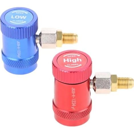 Adaptateur R1234yf à raccord rapide, côté haute/basse rouge/bleu pour flexible de manifold de climatisation auto, connecteur 1234yf pour frigo climatisation.