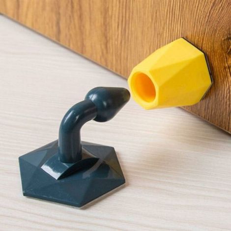 Butoir de porte en caoutchouc - - Jaune - Gel de silice - 1 pièce - Installation facile - Portable (1/4)