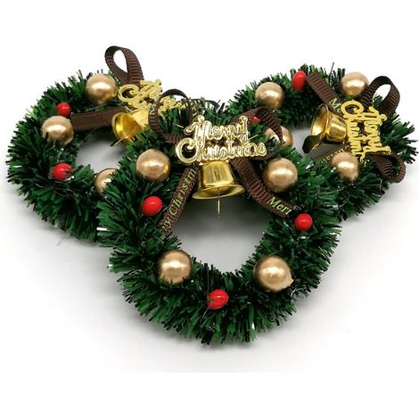 Puppenhaus-Accessoires: 6 cm Miniatur-Weihnachtstürkranz, Weihnachtskranz-Dekoration, Gartendekoration (1/4)