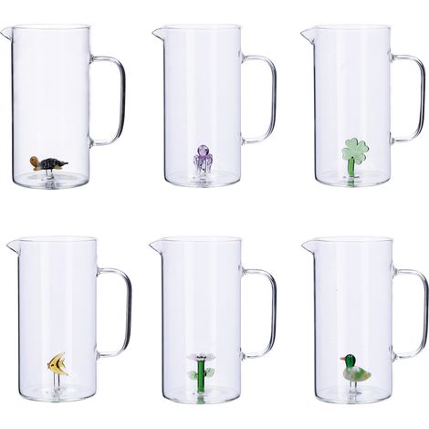 Regalo Italiano Caraffa con Decoro Assortito 3D 1,2 Lt Vetro Trasparente 1 Pz
