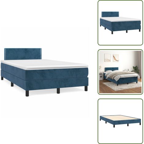 Letto in velluto - vidaXL Giroletto a Molle con Materasso Blu Scuro 120x190 cm in Velluto - Letto con materasso a molle insacchettate
