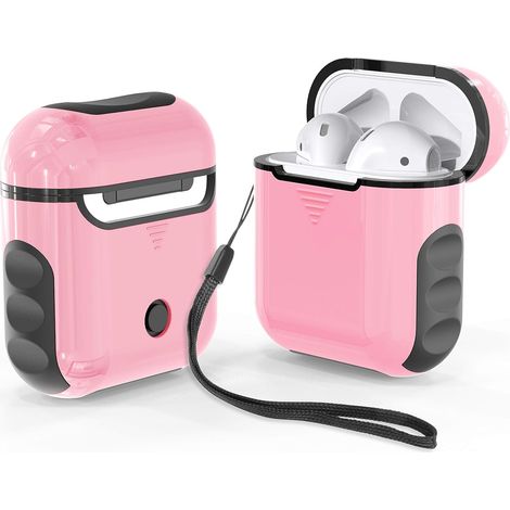 Funda rígida de silicona para AirPods 1/2, rosa y negra. (1/5)