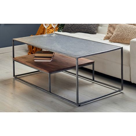 Beistelltisch aus Akazienholz/Metall/Stein, 120 x 60 x 45 cm. 120 x 60 x 45 cm (1/3)