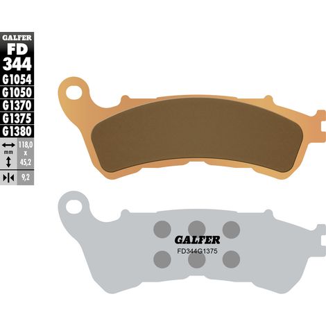 PASTILLAS DE FRENO GALFER KH388 DE METAL SINTERIZADO (DORADO) DEPORTIVAS, DELANTERAS HONDA CBF/CB/DN-01/GL 1800/NC 700/XL 1000V/XL 700V/VFR 800, 1200/VT 1300/ST 1300 '08-