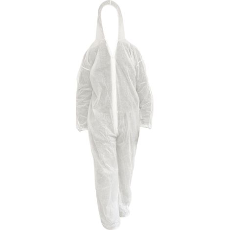 TUTA LAVORO MONOUSO IN TNT NON STERILE CON CAPPUCCIO 30gr/m2 10PZ TG. L-XXL MED, "L"
