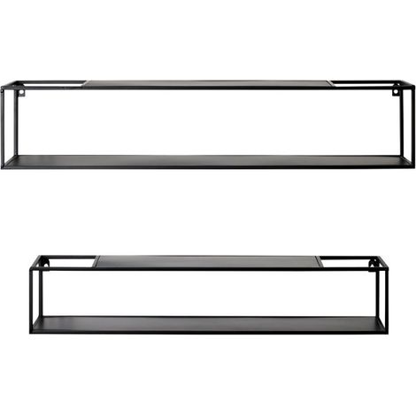 Lot de 2 Étagères Murales "Tablettes" 85cm Noir (1/3)