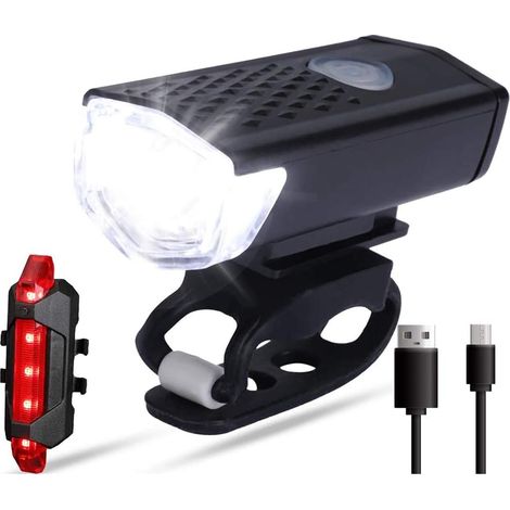 Lot de lumières de vélo étanches rechargeables par USB, 4 LED super lumineuses, 6 modes d'éclairage pour phare avant et arrière pour vélo de montagne ou de route