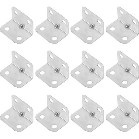 Ensemble de 50 connecteurs d'angle pour meubles – équerres d'angle en acier laminé à froid argenté en forme de L (34x10) – supports d'étagère pour pie (1/5)