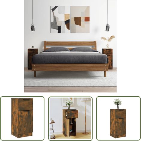 The Living Store Sideboard Räuchereiche 30x30x70 cm Holzwerkstoff - Schreibtisch - Regal - Wohnzimmermöbel - Holzmöbel - Sideboard (1/5)