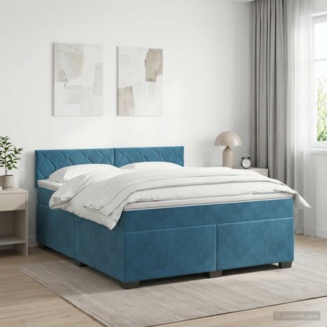 Cama box spring con colchón Azul Oscuro 160 x 200 cm Terciopelo (1/5)