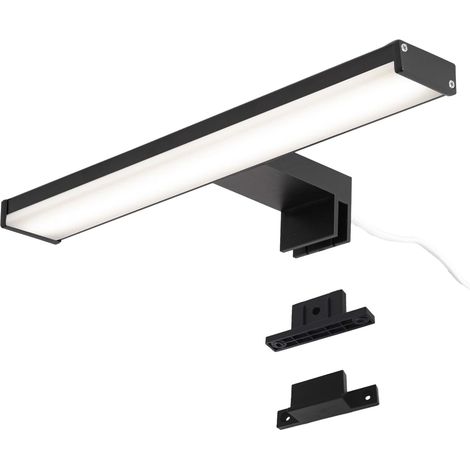Applique LED Noire pour Miroir de Salle de Bain – 4000K Blanc Neutre – IP44 – Aluminium et Supports en Polycarbonate – Installation sur Miroir, Mur ou Meuble (30cm 8W)