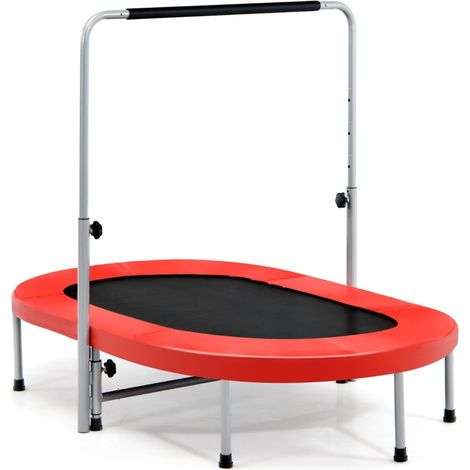 Trampolino fitness pieghevole con maniglia regolabile, rosso, capacità 150 kg