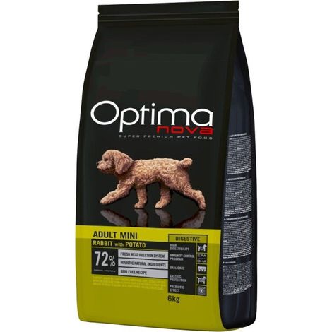 Croquettes pour chien Optimanova Adult Mini Digestive Lapin et Pomme de terre 6 kg