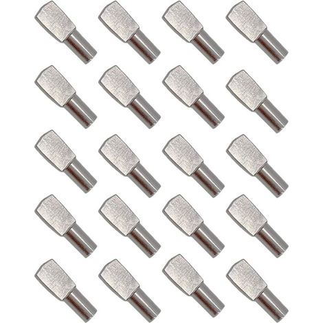 20 unidades de soportes para estantes, clavijas para estantes, soportes de placa de metal niquelado para armarios y oficinas - 5 mm-19 mm