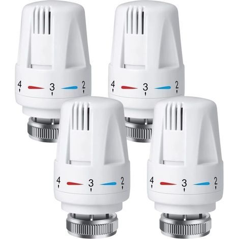 4 Pièces Tete Thermostatique Radiateur, Tête de Vanne de Radiateur, Robinet Thermostatique Radiateur, M30 X 1,5 Tête de Thermostat (1/4)