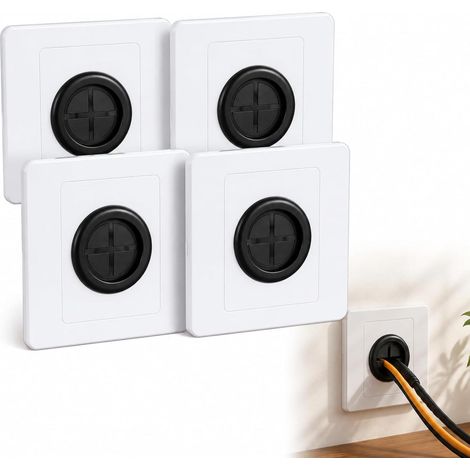 Passe-câbles muraux - Joint caoutchouc - TV, bureau - Lot de 4 (1/5)