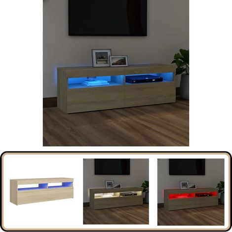 Meuble TV avec lumières LED chêne sonoma 120x35x40 cm - Meuble Tv - Meuble Téléviseur - Armoire Tv - Télévision Murale - Support Tv