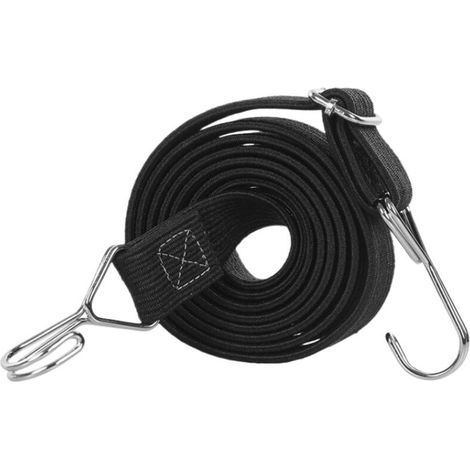 2pcs Sangles élastiques avec crochets, 200 cm de long, sangles élastiques réglables en caoutchouc noir avec crochets pour bagages, barres de toit, bâches, chargement mobile, camps, bâches