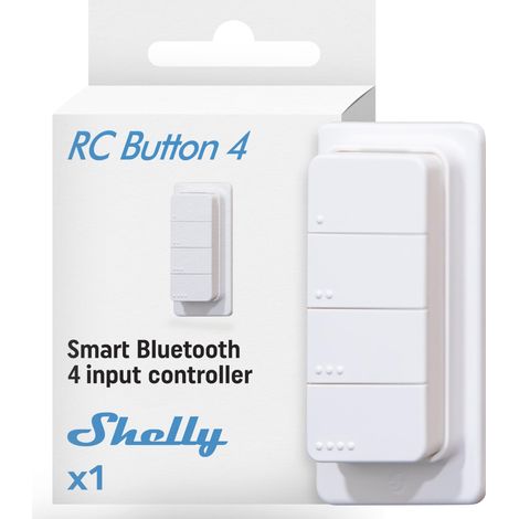 Shelly BLU RC Button 4 - Bluetooth-Fernbedienung mit Magnethalterung, Control of smart devices, Wireless, Starke Verschlüsselung, Mehrere Klicks, iOS und Android app.