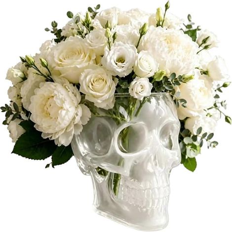 Vase mural crâne gothique translucide blanc pot de fleurs suspendu multifonctionnel pour maison et jardin (1/5)