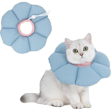 Halsband für Katzen Verstellbares weiches Halsband mit Blumenmuster Genesungshalsband für Katzen und kleine Hunde nach Operationen Lila Größe M 1 (1/5)