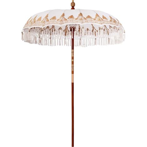 Parasol de jardin,Parasol balinais Crème (180-190) x 260 cm Coton et bois massif CFW39415 (1/5)