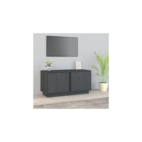 Meuble TV Gris 80x35x40,5 Bois de pin massif (1/5)