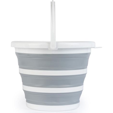 1 Seau Pliable, 10L, Design Compact, Bandeau Central, Intérieur Extérieur (1/5)