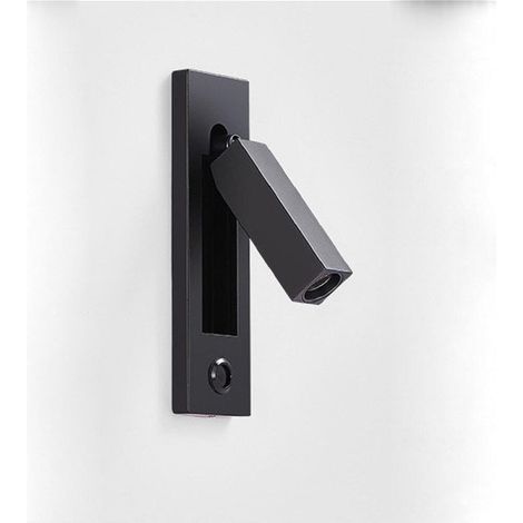 3W Noir Lampes de Lecture, TêTe de Lit Applique Murale Liseuse Encastré Interrupteur Poussoir Lampes Murales pour, Chambre