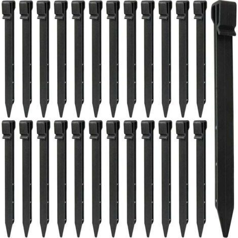 LATERN 25 Pièces Piquets de Sol en Plastique, 25CM Piquets de Bordure de Paysage Robustes Piquets de Tente Pointes d'ancrage pour Tentes Planche Terrasse Bordure Pelouse Jardin Extérieur (Noir) (1/4)