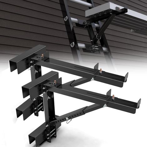 2 pcs supports d’échafaudage, Stabilisateur cric d’échelle à deux échelons pour l’extension du corps court pour l’étape de travail, la charge maximale est de 250 kg (Black) (1/5)