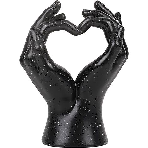 Ornement décoratif en résine Doigt Cœur Noir Artisanal Sculpture Moderne Idée Cadeau Décoration Intérieur Entrée Maison Élégante (1/5)