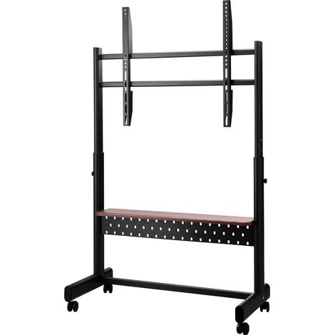 Support TV Mobile pour écrans 55-100 pouces, support réglable en hauteur avec plateau, capacité 205 lbs, VESA max 800x600 mm, idéal salon, chambre, bureau, extérieur. (1/5)
